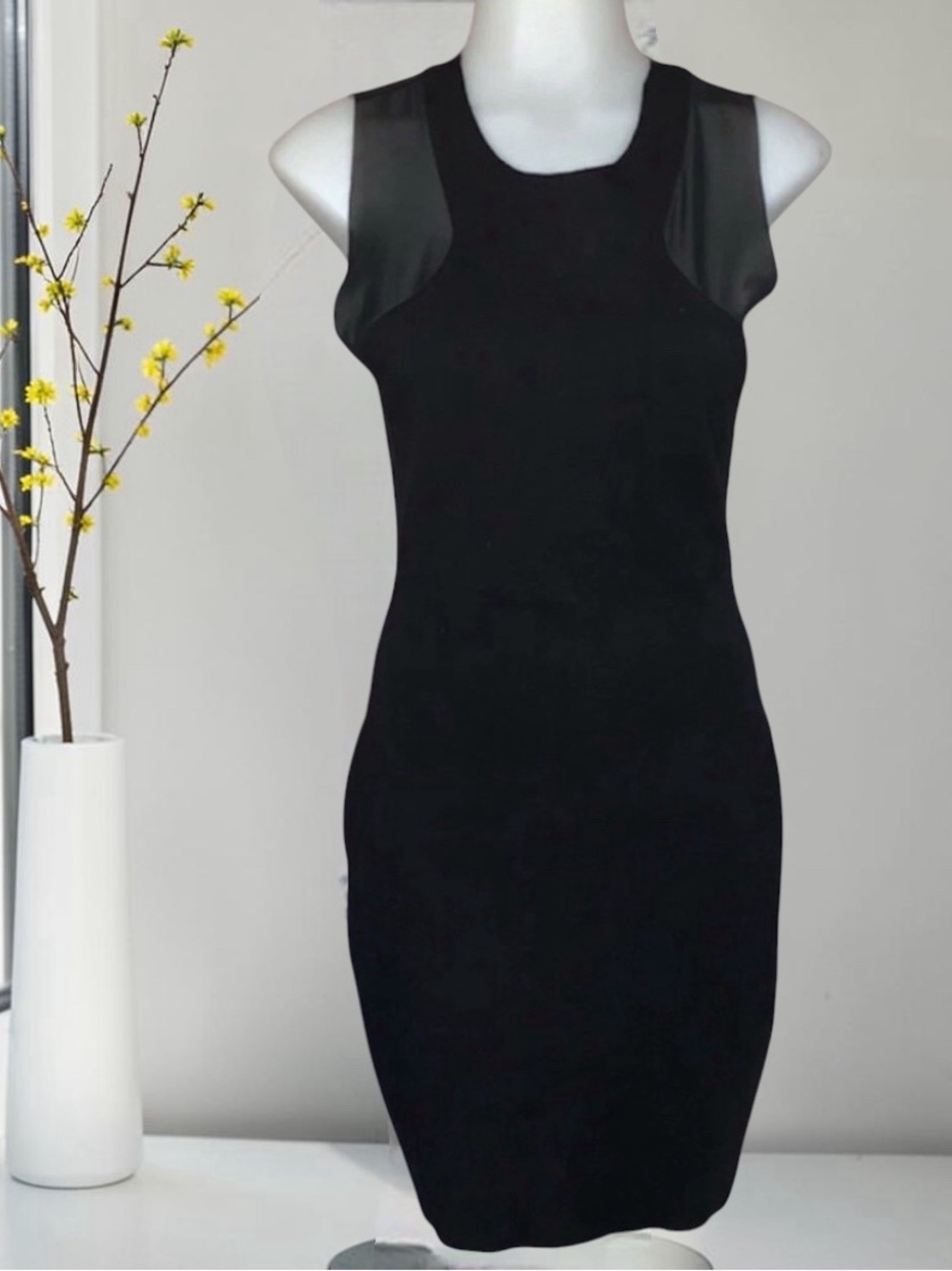 Maje Paris Black Sheer Panel Sleeveless Sheath Bodycon Dress Size 2